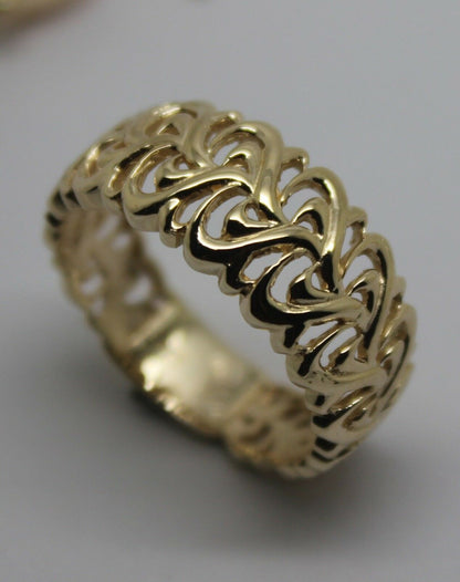 Genuine  9ct 375 Solid Rose Or Yellow Or White Gold Flower Filigree Ring In Your Size