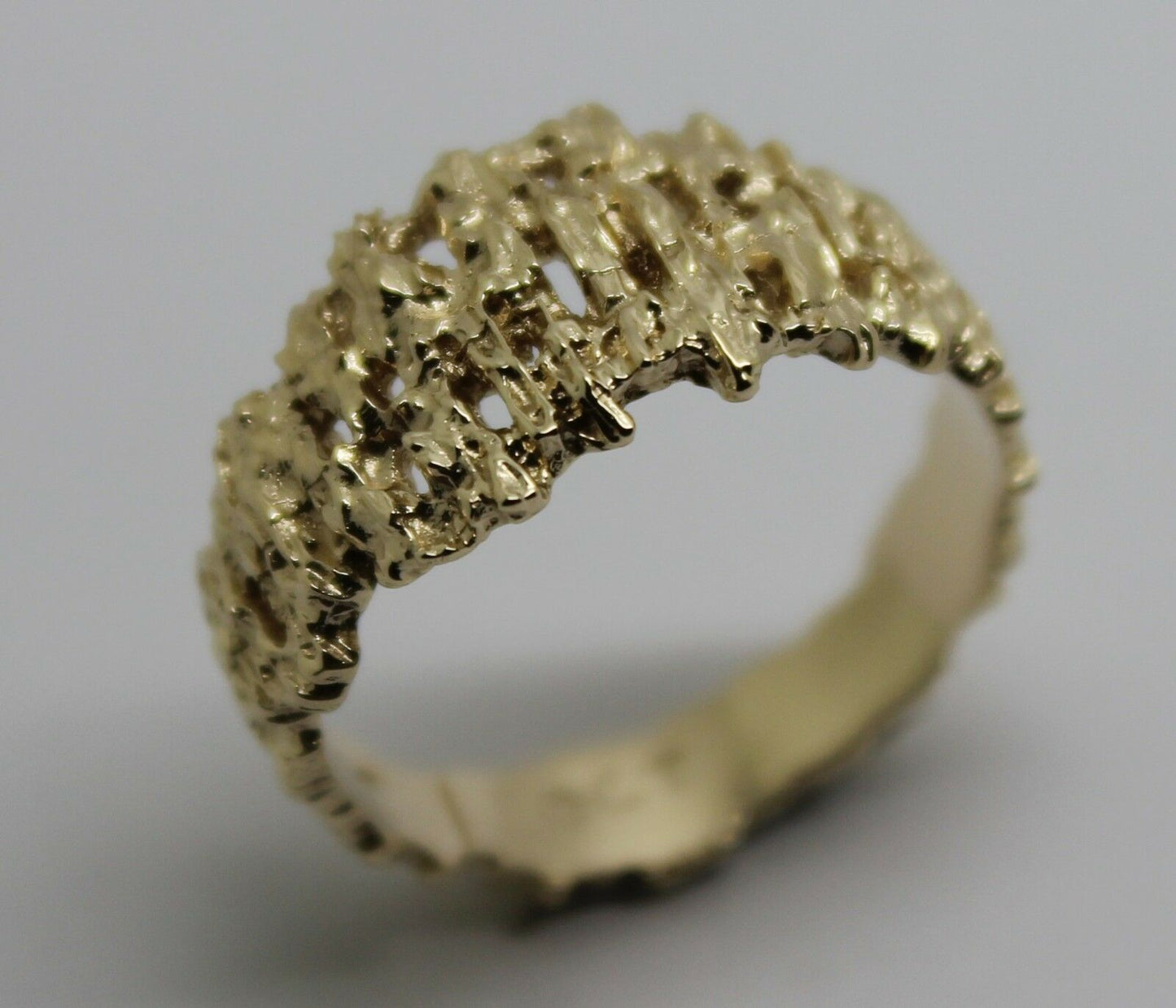 Size 10, T1/2  Genuine 10ct 10K Full Solid Yellow, Rose or White Gold Nugget Ring 12mm Wide 267