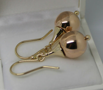 Genuine 9ct Yellow & Rose Gold 12mm Ball Earrings