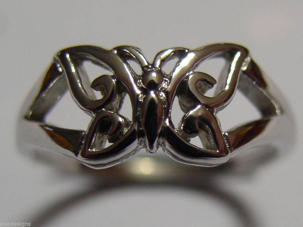 Genuine Solid 9ct 9k White Or Rose Or Yellow Gold Butterfly Ring 217 Choose Size