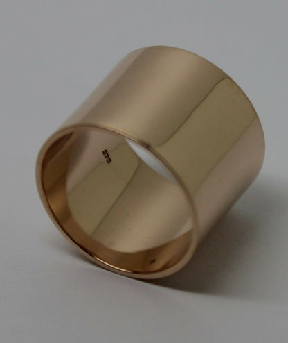 Size P Genuine Heavy 9ct Yellow, Rose or White Gold Full Solid 16mm Wide Flat Profile Cigar Band Ring