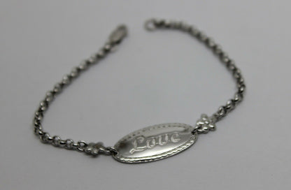 Genuine Baby or Childs 18ct 750 White Gold ID Belcher Engraved Bracelet