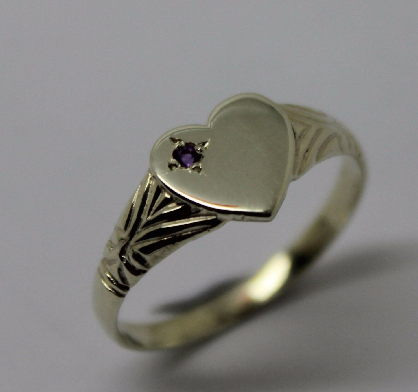 Kaedesigns New Sterling Silver Heart Amethyst Set Signet Ring