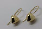 Genuine 9ct Solid Yellow, Rose and White Gold Large Hooks Dangle Puffed Heart Earrings
