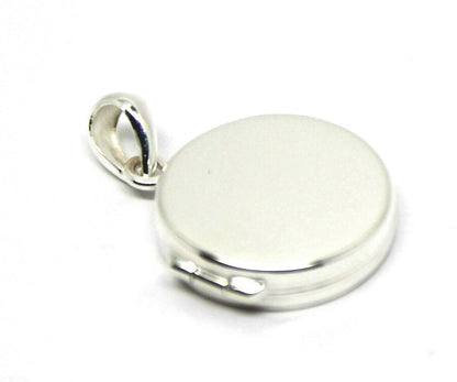 Genuine Sterling Silver Small Flat Round Plain Locket With 2 Photos