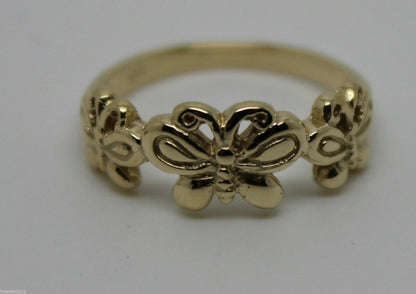 Genuine Solid 9ct White Or Rose Or Yellow Gold Butterfly Ring 282 Choose Size