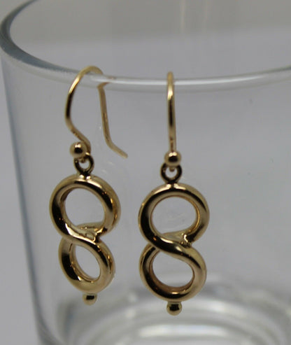 Genuine New 9ct Yellow, Rose or White Gold Swirl Drop Hook Earrings