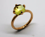 Genuine 9ct Yellow, Rose or White Gold Cabochon Lemon Quartz Stackable Stacker Ring