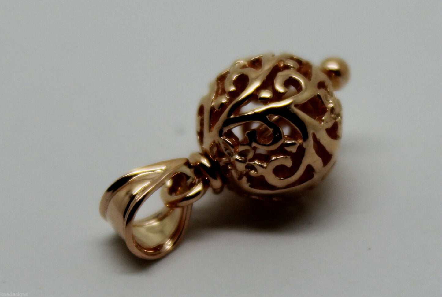 Genuine 9ct Yellow Gold or White Gold or Rose Gold 10mm Filigree Ball Pendant