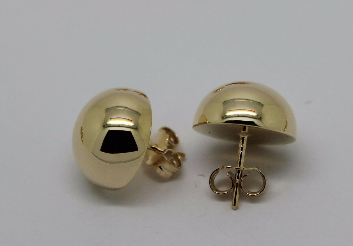 Genuine 9ct 9k Yellow Or White Or Rose Gold 375 14mm Half Ball Hook Earrings