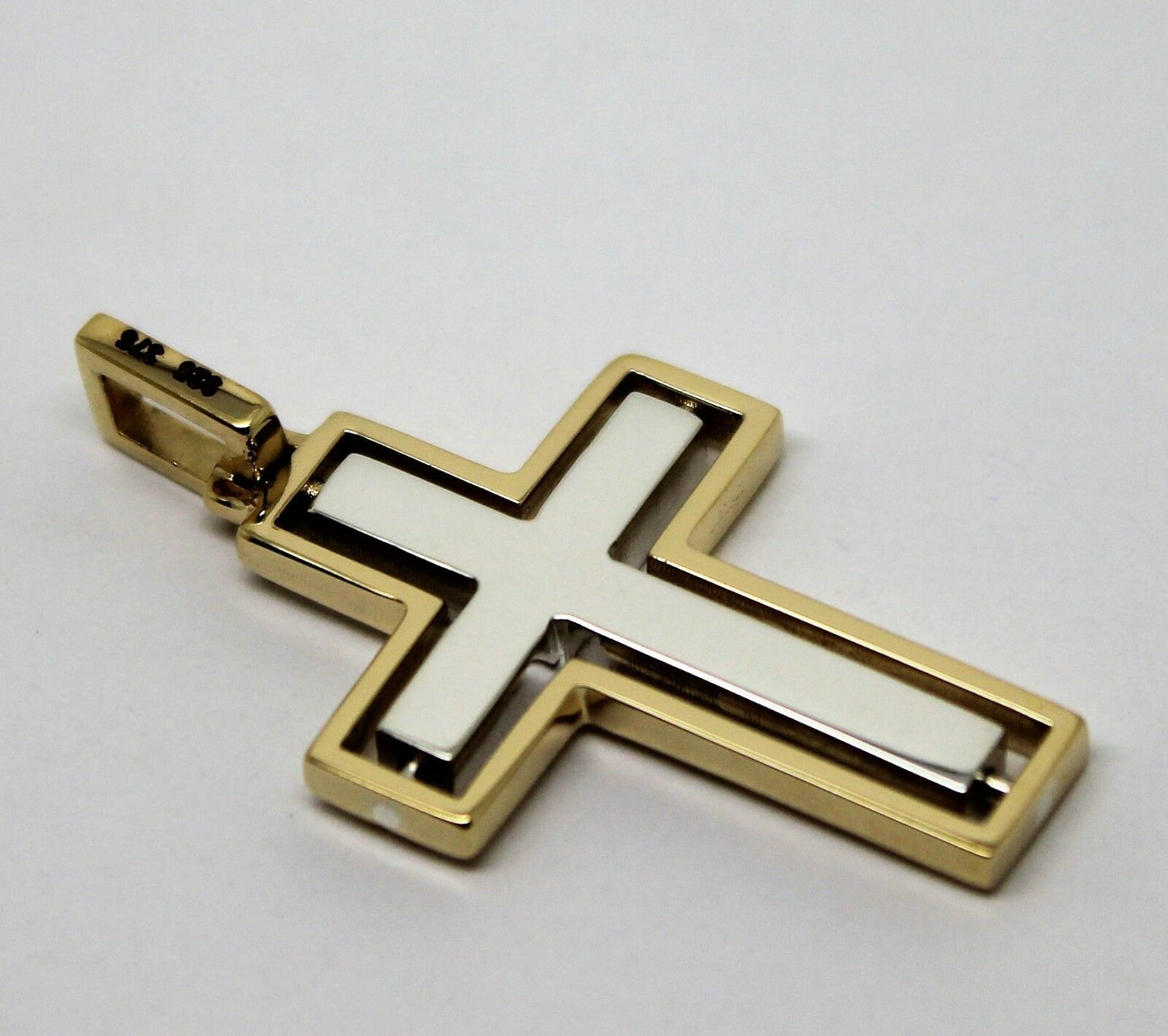 Genuine 9ct Yellow Gold & Sterling Silver Cross Pendant *Free Express Post In Oz