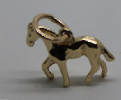 9ct Yellow or Rose or White Gold Small 3D Horse Pendant or Charm