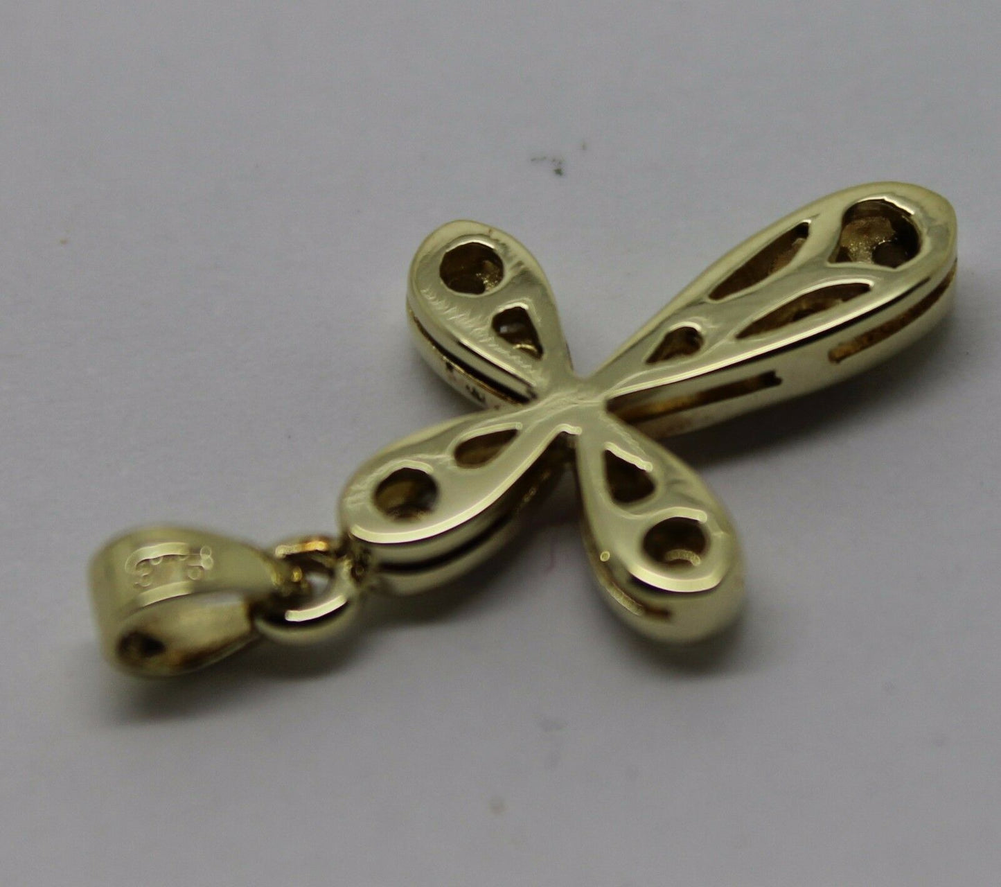 Genuine 9ct Hallmarked 375 Yellow Gold Cubic Cross Pendant