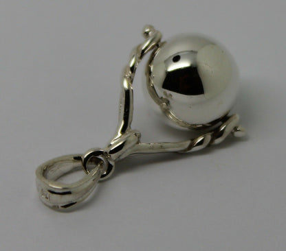 Genuine New Sterling Silver 925 10mm Ball Spinner Pendant