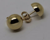Genuine 9ct 9K Solid Yellow, Rose or White Gold 10mm Stud Half Ball Earrings