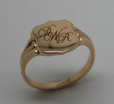 9ct Solid Rose Gold Large Signet Ring In Your Size P Plus Engraving 3 Initials