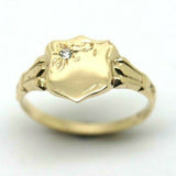 Size G - 9ct Small Yellow, Rose or White Gold Cubic Zirconia Shield Signet Ring