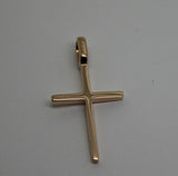 Genuine Solid New 9ct 9K Yellow, Rose or White Gold Thin Plain Cross Pendant