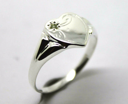 Large New Genuine Sterling Silver 925 Heart Signet Ring Choose Your Size & Gemstone