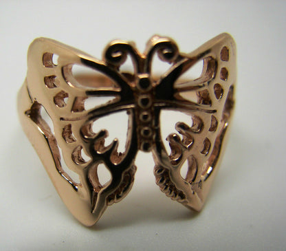 Solid Genuine 9ct White Or Rose Or Yellow Gold Large Butterfly Ring Size Q 236