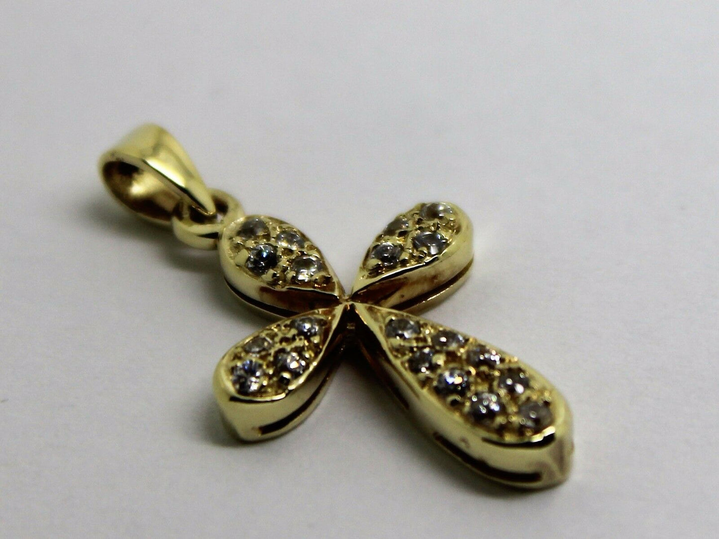 Genuine 9ct Hallmarked 375 Yellow Gold Cubic Cross Pendant