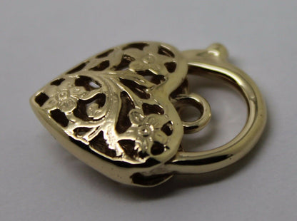 Kaedesigns New Genuine 9ct 14mm Yellow, Rose or White Gold Filigree Heart Pendant Padlock