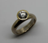Genuine Cubic Zirconia 9ct 375 Solid White & Yellow Gold Engagement Ring 373