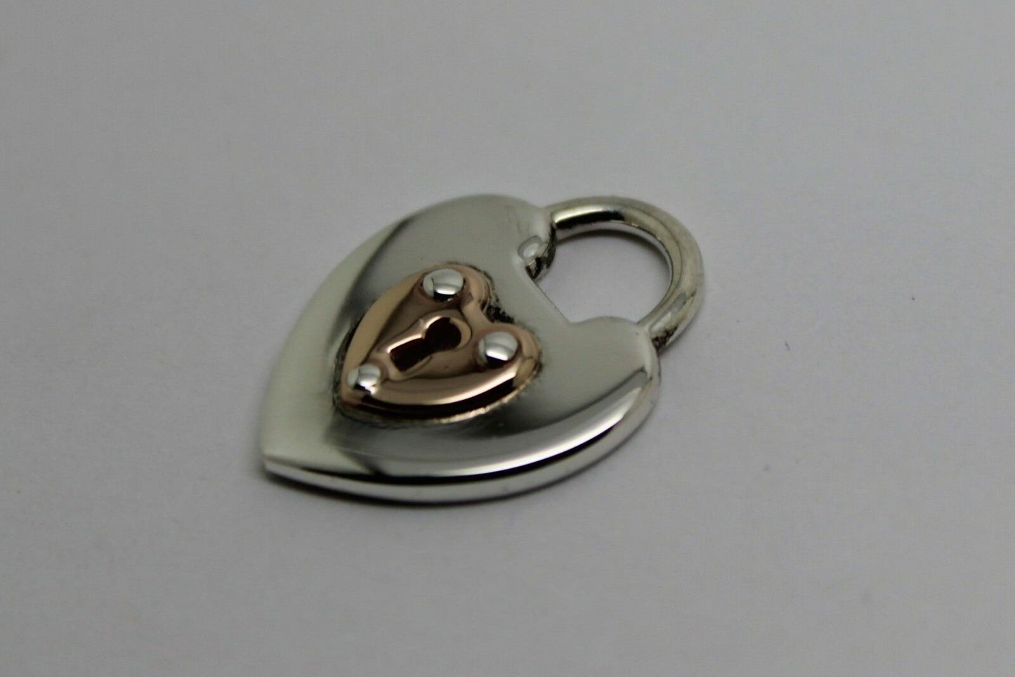 Solid Sterling Silver & 9ct Rose Gold Heart Padlock