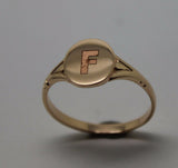 Size K Kaedesigns Genuine New 9ct Yellow, Rose or white Gold Oval Signet Ring Engraved "Letter F"