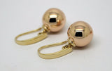 Kaedesigns Genuine New 9ct 9kt Yellow & Rose Gold 12mm Hook Drop Ball Earrings