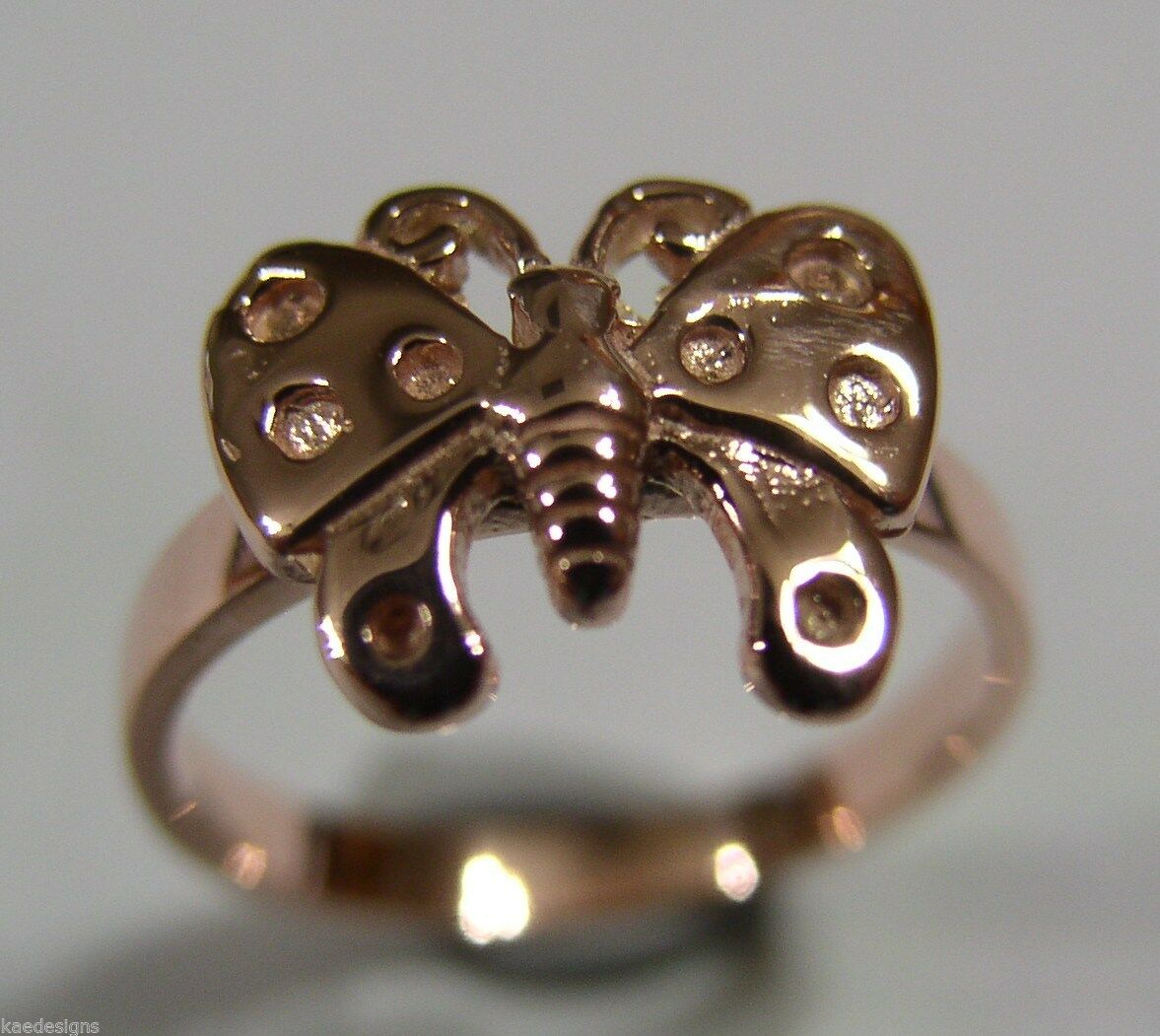 New Genuine Solid 9ct White Or Rose Or Yellow Gold Butterfly Ring Choose Size