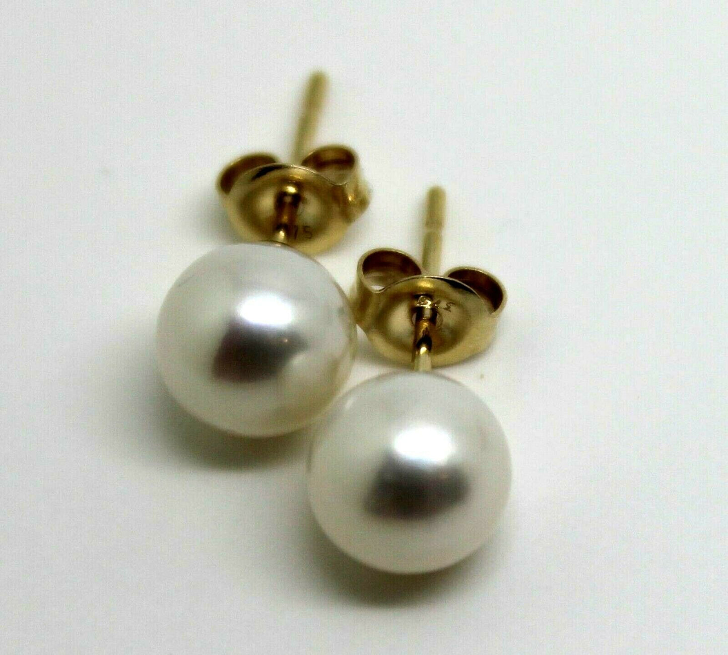 9ct Yellow Gold 7mm White Pearl Ball Stud Earrings