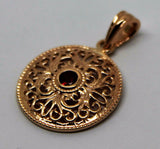 Kaedesigns, 9ct Yellow Gold or White Gold or Rose Gold filigree Ruby pendant