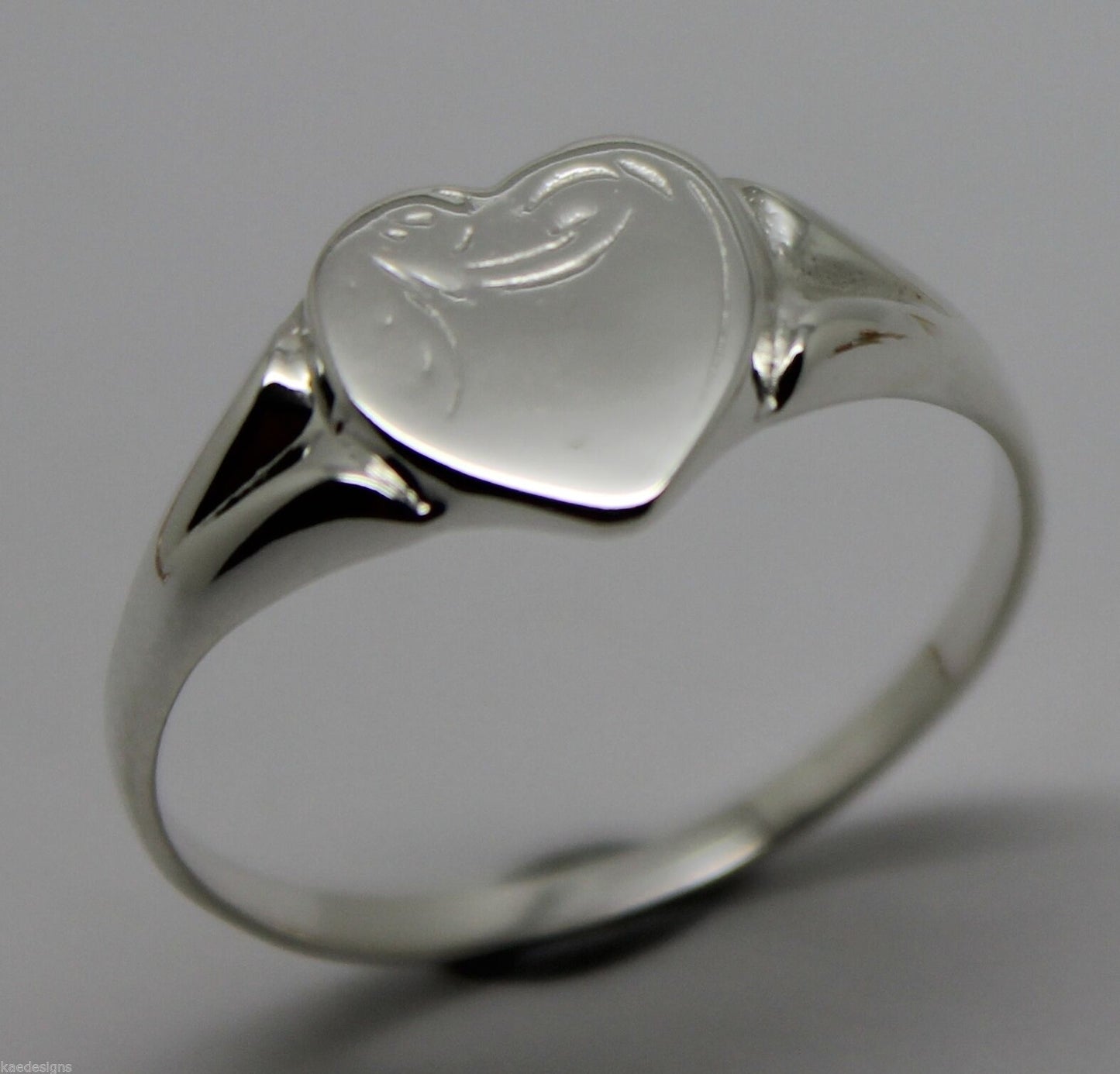 Size K Kaedesigns, New Genuine Large Sterling Silver Heart Signet Ring 265