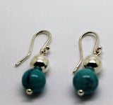 Sterling Silver Balls +Blue Turquoise Howlite Ball Earrings *Free Post Oz