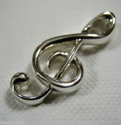 Kaedesigns Large Sterling Silver Solid Treble Clef Music Note pendant