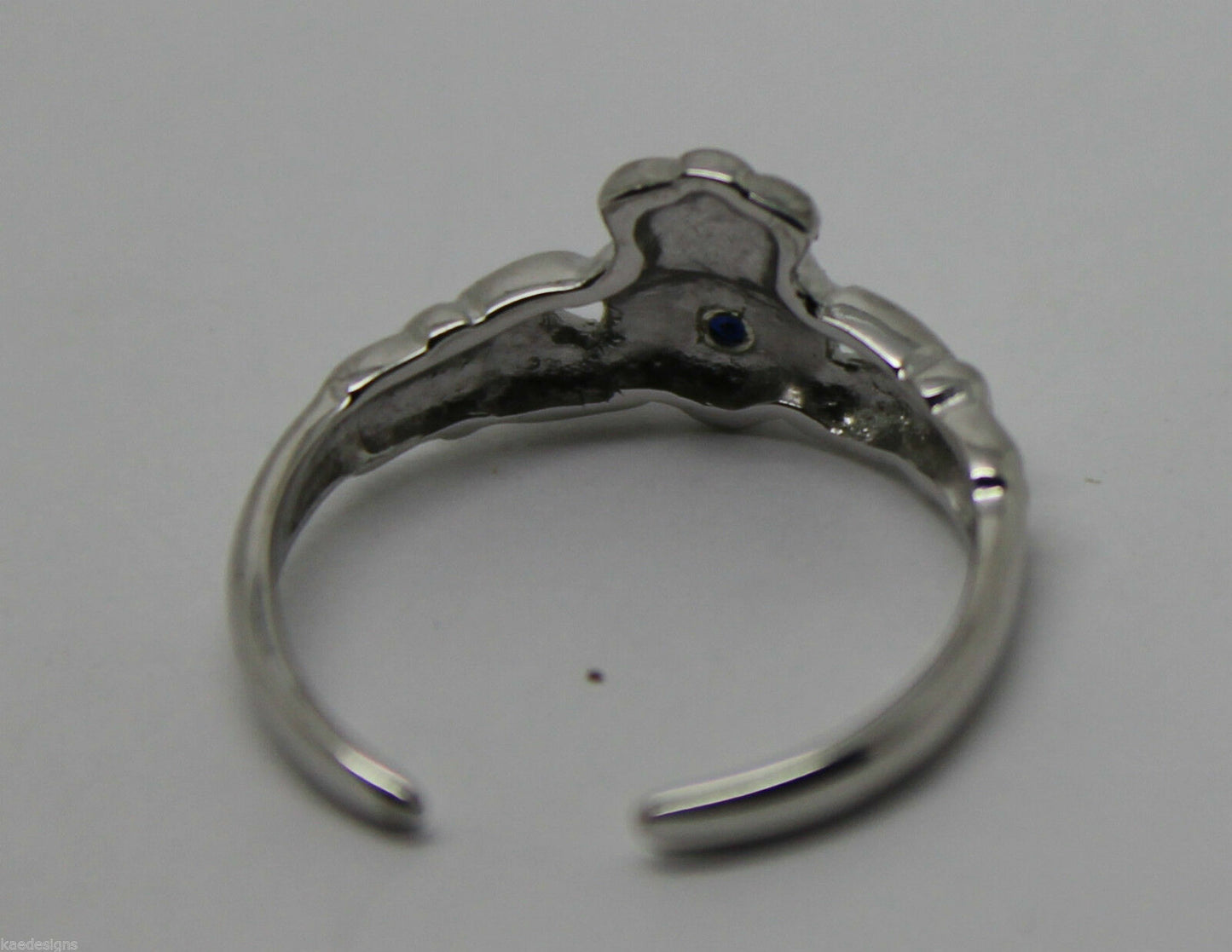 Genuine 9ct White Gold Irish Claddagh Blue Sapphire Toe Ring