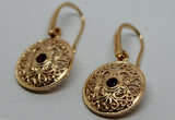 Kaedesigns New Genuine 9ct Yellow, Rose or White Gold Antique Red Ruby Filigree  Earrings