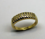 Size O 9Ct Yellow Gold Diamond Tdw: .40Pt Wide Ring *Free Express Post In Oz