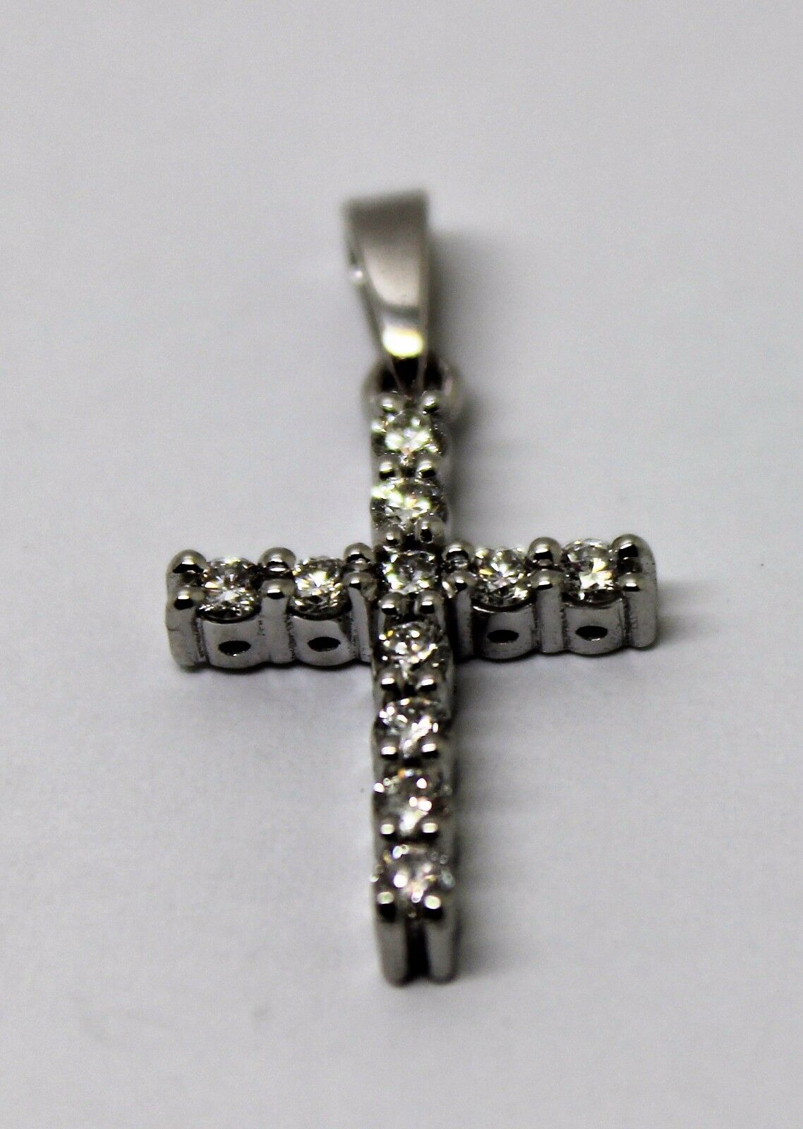 New Genuine 14ct 14k White Gold Cross Round Diamond Pendant