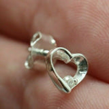 Sterling Silver Small Cubic Zirconia Open Heart Earrings