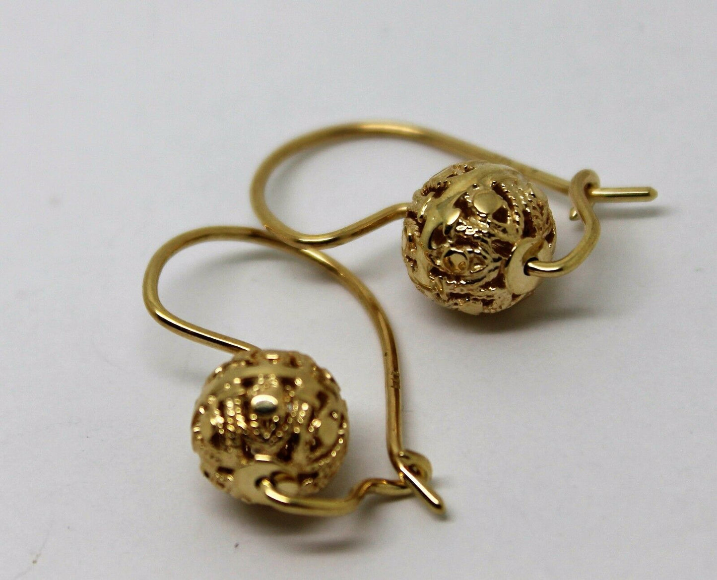 Genuine 9ct 9k Yellow, Rose or White Gold 10mm Ball Drop Filigree Earrings