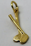 Solid 9ct 9k Yellow Or Rose Or White Gold Golf Clubs Or Hockey Bat Charm / Pendant