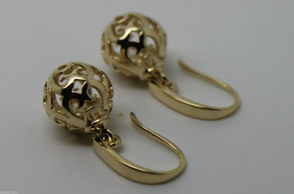 Kaedesigns New Genuine 9ct Yellow, Rose or White Gold 10mm Ball Drop Filigree Earrings