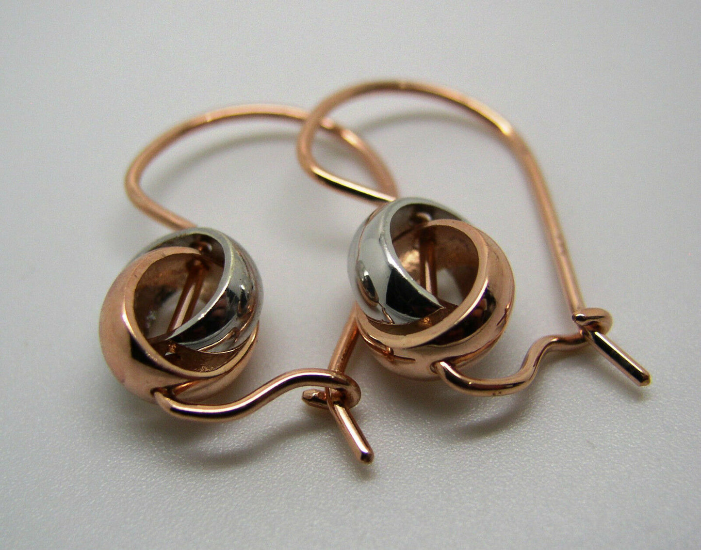 Kaedesigns New Genuine 9ct 8mm Rose & White Gold Belcher Spinning Earrings