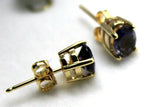 Genuine 9ct 9K Yellow Gold Amethyst Oval Stud Earrings *Free Express Post In Oz