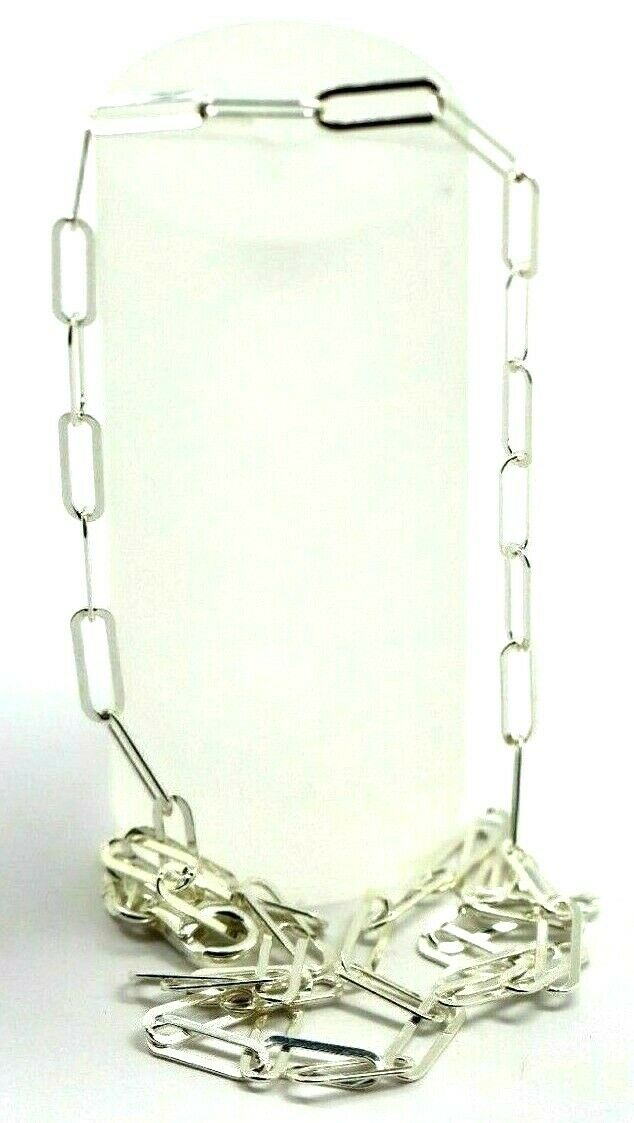 Sterling Silver Paper Clip Link Chain Necklace Pendant 75cm Long 7.7g