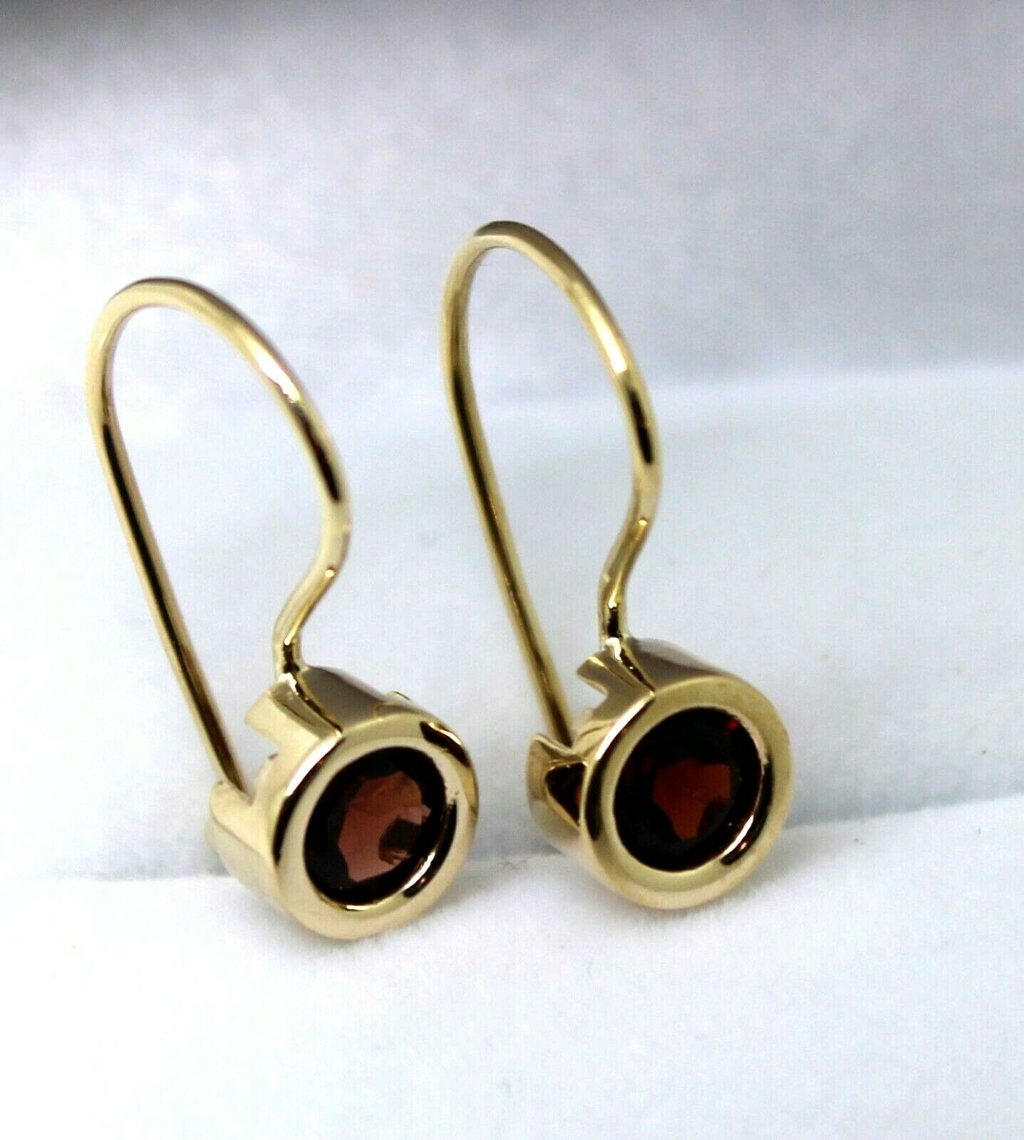 Genuine 9ct Yellow Gold Red Stone Solitaire Earrings