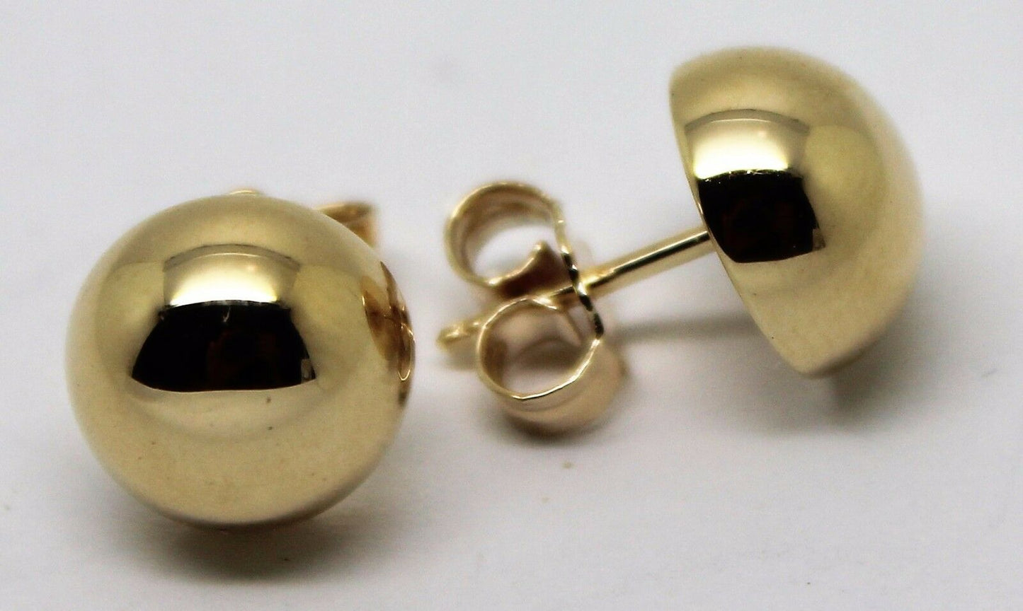 Genuine 9ct 9K Solid Yellow, Rose or White Gold 10mm Stud Half Ball Earrings