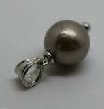 9kt 9ct White Gold Platinum Pearl Ball Drop Pendant *Free Express Post In Oz*